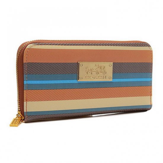 Coach Poppy Striped Large Brown Multi Wallets EVE | Women